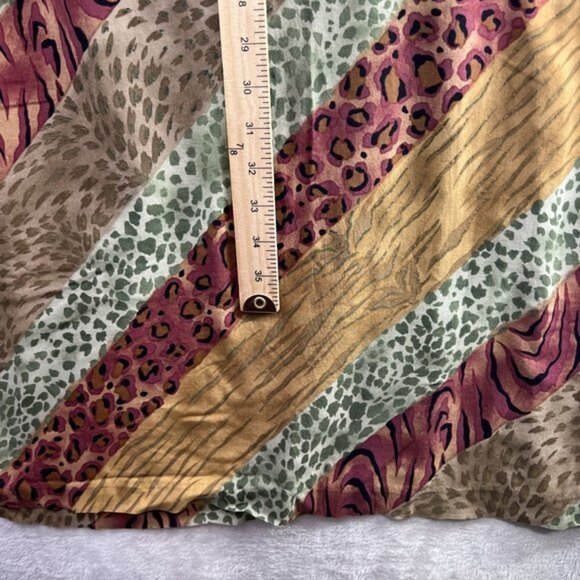 TEDDI Vintage Midi Dress Womens Large Petite Animal Striped Tie Back Short Sleev - Picture 9 of 10